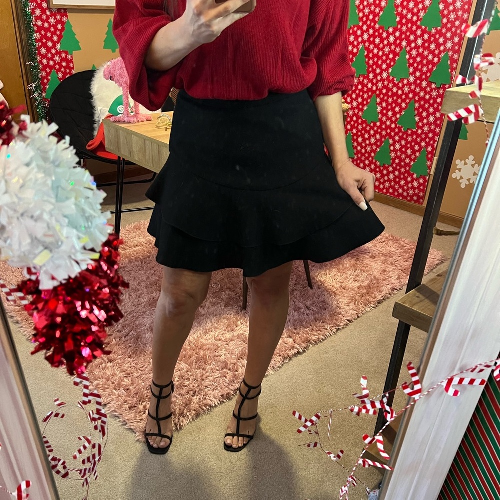 Holiday season winter J Crew A line ruffle Wool skirt